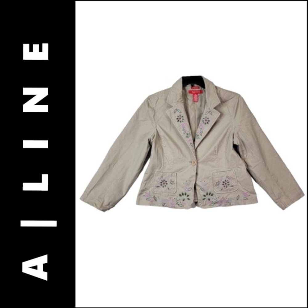 A|Line Blazer Jacket Suit Size 16 Lined Long Sleeve 1 Button Front